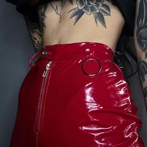 Red latex pants